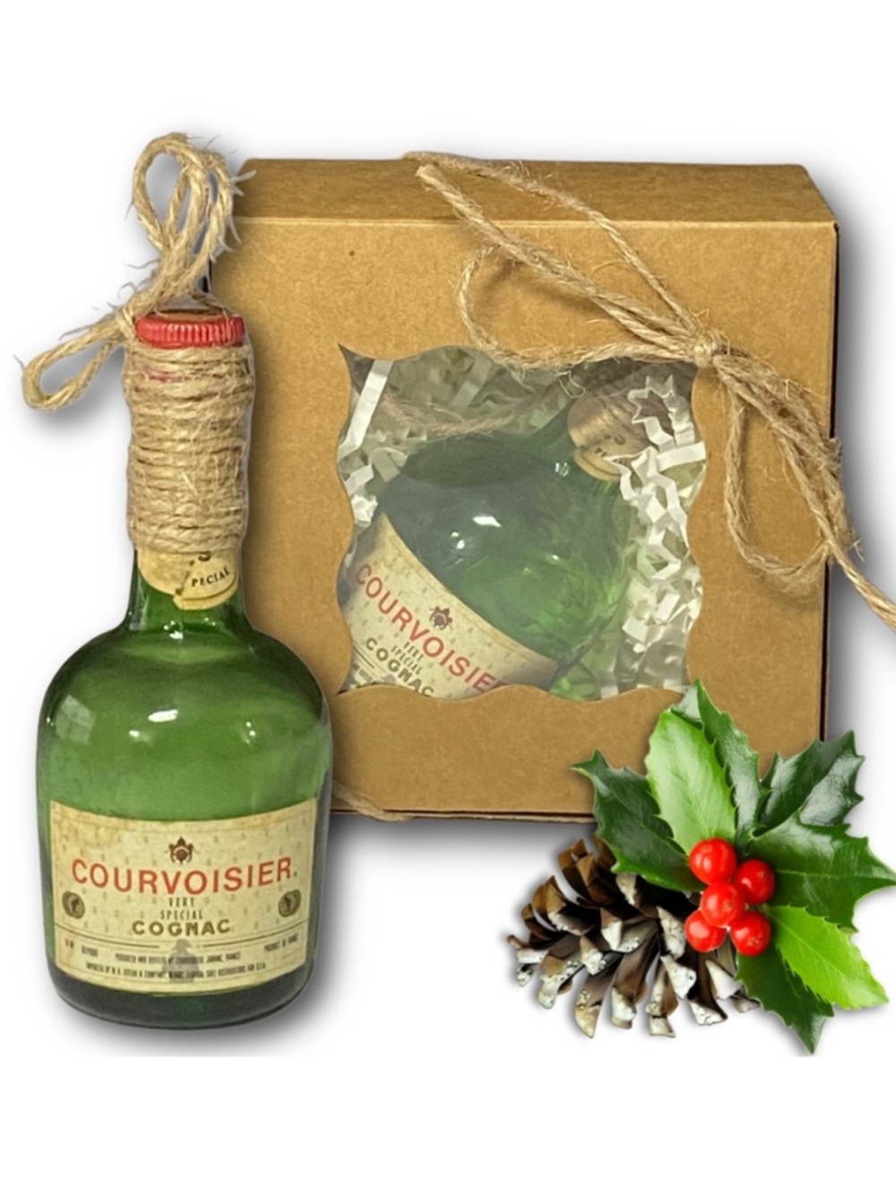 Courvoisier V.S. Cognac Artisan Vintage Glass Miniature Bottle Ornament